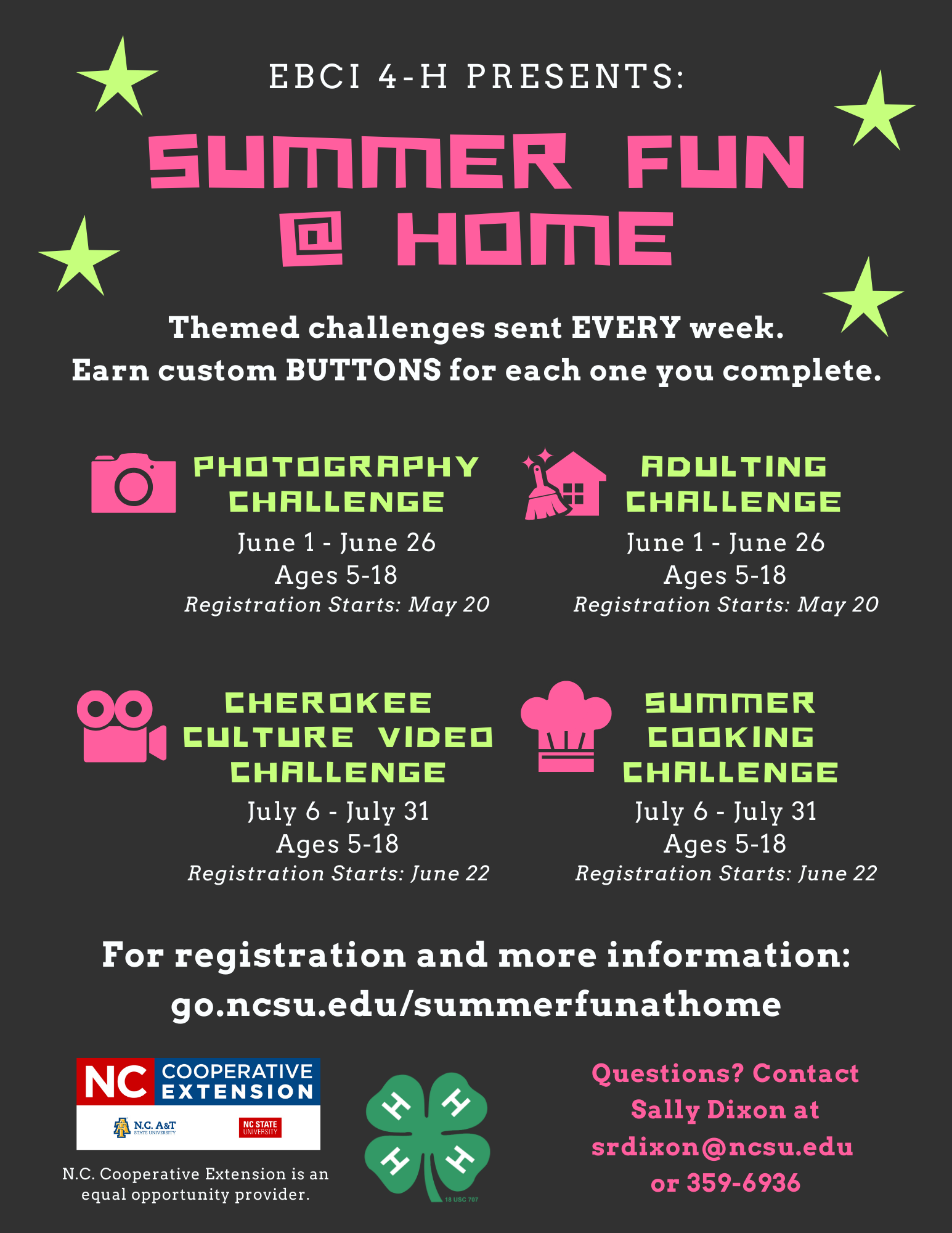 Summer Fun at Home Schedule