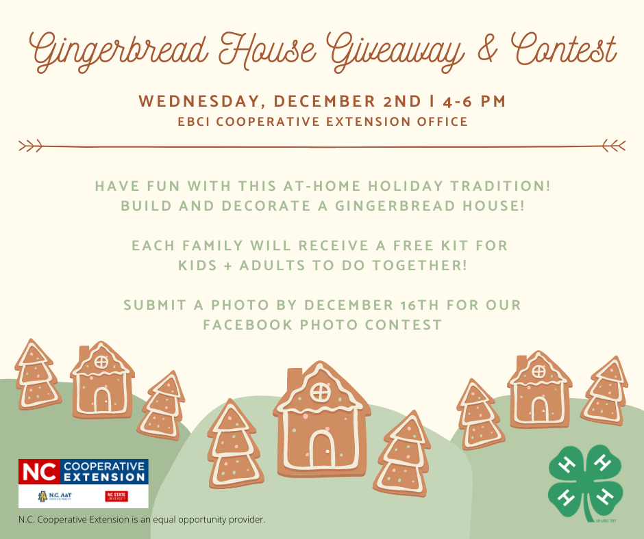 This is the promotional photo or flyer for our Gingerbread House Giveaway and Contest